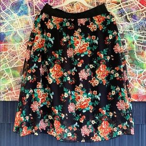 LuLa Roe midi floral lined skirt